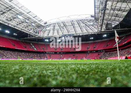 Amsterdam, pays-Bas. 10 février 2024. Amsterdam - Aperçu du stade lors du match opposant Ajax V1 contre Feyenoord V1 au Johan Cruijff Arena le 10 février 2024 à Amsterdam, pays-Bas. Crédit : Box to Box Pictures/Alamy Live News Banque D'Images