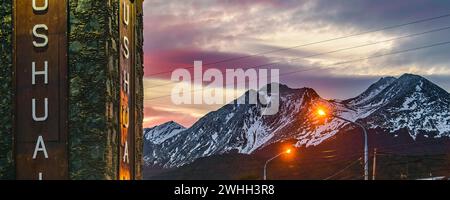 Entrée du portail de bienvenue d'Ushuaia Banque D'Images