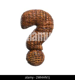 Point d'interrogation de crocodile - symbole de reptile 3D - convient pour la faune, l'écologie ou les sujets liés à la conservation Banque D'Images