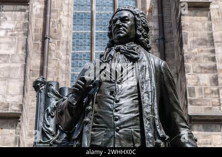 Statue de J. S. Bach à Leipzig Saxe Allemagne Banque D'Images