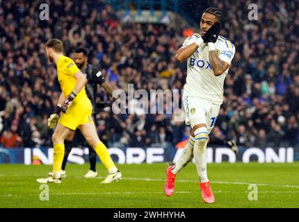 Crysencio Summerville de Leeds United célèbre avoir marqué le deuxième but de son équipe lors du Sky Bet Championship match à Elland Road, Leeds. Date de la photo : samedi 10 février 2024. Banque D'Images