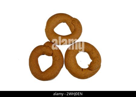 Biscuits à la cannelle, biscuits ronds cuits au four qui sont durs, plats et croustillants, c'est un produit alimentaire cuit et façonné à base de farine avec du sucre et de la cannelle, swe Banque D'Images