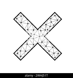 Icône de vecteur polygonal croisé isolée sur fond blanc. Banque D'Images