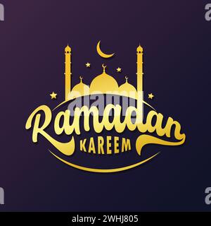 Ramadan Kareem carte de voeux vecteur lettrage illustration. Ramadan aussi appelé Ramazan, Ramzan, Ramadhan est musulman dans le monde entier un mois de jeûne. Illustration de Vecteur