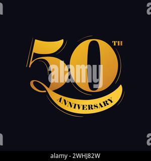 conception de logo anniversaire de 50 ans. Couleur or luxe 50ème logo et symbole pour célébrer l'anniversaire de l'entreprise ou de l'entreprise. Fête du Jubilé de 50 ans Illustration de Vecteur