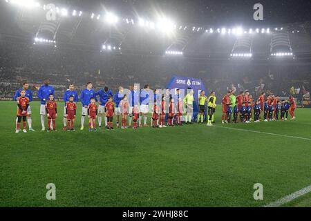 Roma, Italie. 10 février 2024. Foto Fabrizio Corradetti/LaPresse 10 Febbraio 2024 Roma, Italia - AS Roma vs FC Internazionale - Campionato Italiano di calcio Serie A TIM 2023/2024 - Stadio Olimpico. Nella foto : alignement 10 février 2024 Rome, Italie - AS Roma vs FC Internazionale - Championnat italien de football série A 2023/2024 - stade olympique. Sur la photo : crédit : LaPresse/Alamy Live News Banque D'Images