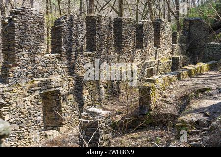 Ruines de Sope Creek Mill, une partie de l'aire de loisirs nationale de la rivière Chattahoochee, à Marietta, en Géorgie. (ÉTATS-UNIS) Banque D'Images