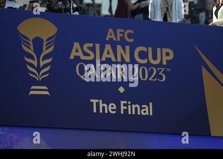 Qatar, Lusail, 10 février 2024 - LOGO DE LA FINALE DE LA COUPE D'ASIE DE l'AFC lors du match final de la Coupe d'Asie de l'AFC entre la Jordanie et le Qatar au stade Lusail à Lusail, Qatar, le 10 février 2024. Crédit : Sebo47/Alamy Live News Banque D'Images