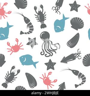 Motif sans couture de fruits de mer. Illustration vectorielle Illustration de Vecteur