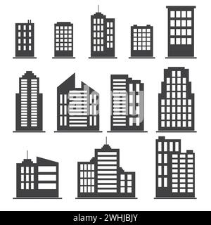 Icônes de bâtiment définies. Illustration vectorielle Illustration de Vecteur