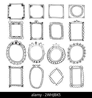 Cadres vintage dessinés à la main. Doodle ensemble d'éléments de conception. Illustration vectorielle Illustration de Vecteur