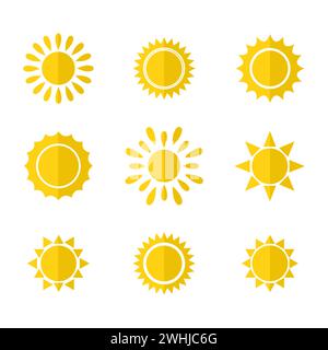 Ensemble vectoriel d'icônes de soleil. Illustration vectorielle Illustration de Vecteur