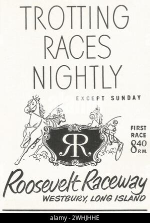 1950 publicité Roosevelt Raceway, long Island, NY Banque D'Images