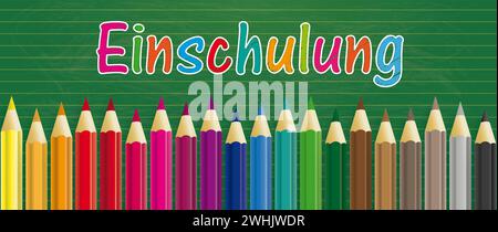 Texte allemand Einschulung, traduire l'inscription. Fichier vectoriel EPS 10. Banque D'Images