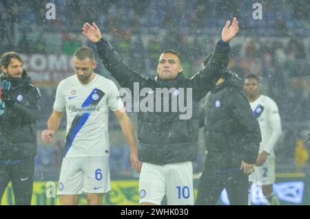 Roma, Italie. 10 février 2024. Foto Fabrizio Corradetti/LaPresse 10 Febbraio 2024 Roma, Italia - AS Roma vs FC Internazionale - Campionato Italiano di calcio Serie A TIM 2023/2024 - Stadio Olimpico. Nella foto : 10 février 2024 Rome, Italie - AS Roma vs FC Internazionale - Championnat italien de football de série A 2023/2024 - stade olympique. Sur la photo : crédit : LaPresse/Alamy Live News Banque D'Images