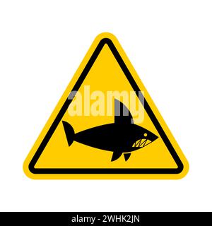 Attention Shark ! Panneau triangulaire de danger routier. Attention aux requins Illustration de Vecteur