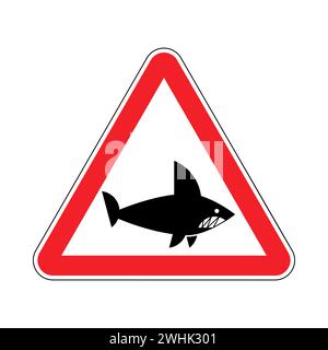 Attention Shark ! Panneau triangulaire de danger routier. Attention aux requins Illustration de Vecteur