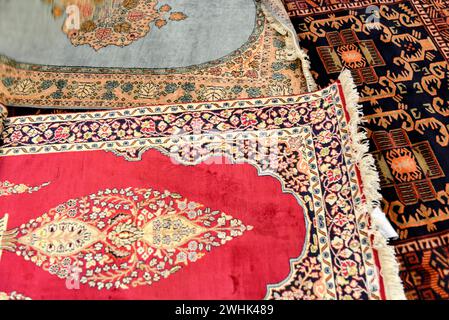 Tissage de tapis, artisanat à Madurai, Inde du Sud, Inde Banque D'Images