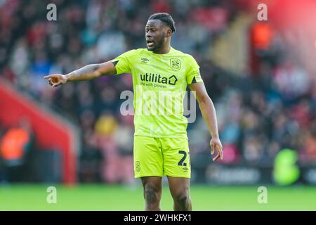 Southampton, Royaume-Uni. 10 février 2024. Alex Matos (21 ans), attaquant de Huddersfield Town, fait des gestes lors du Southampton FC contre Huddersfield Town AFC au St.Mary's Stadium, Southampton, Angleterre, Royaume-Uni le 10 février 2024 crédit : Every second Media/Alamy Live News Banque D'Images