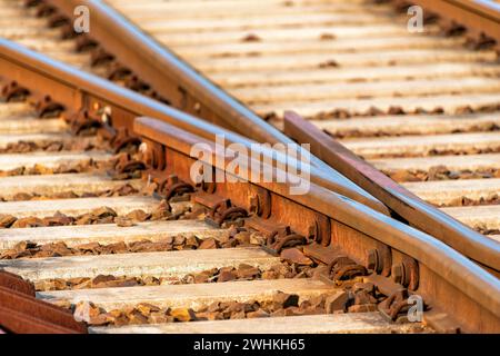 Voies ferrées dans une gare Banque D'Images
