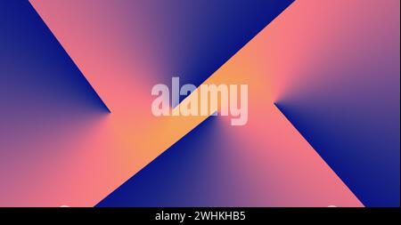 Fond bleu orange abstrait avec dégradé et transitions douces, lignes lisses Banque D'Images