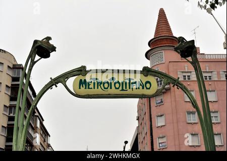 Ancien panneau de métro, panneau souterrain, station Picoas, Lisbonne, Lisboa, Portugal Banque D'Images