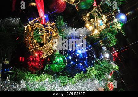 Lumières d'arbre de Noël à Peugia Banque D'Images