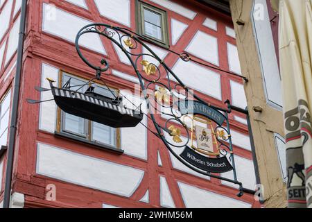 Bouclier en fer forgé dans le district de pêche d'Ulm, Allemagne Banque D'Images