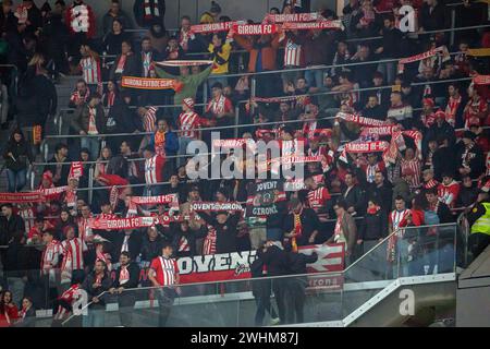 10 février 2024 ; stade Santiago Bernabeu, Madrid, Espagne, football espagnol de la Liga, Real Madrid contre Girona ; fans de Gérone Banque D'Images