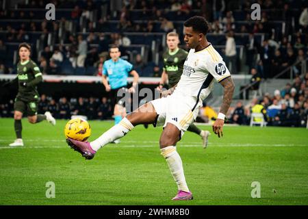 10 février 2024 ; stade Santiago Bernabeu, Madrid, Espagne, football espagnol de la Liga, Real Madrid contre Girona ; Rodrygo Banque D'Images