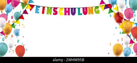 Texte allemand Einschulung, traduire inscription EPS 10 fichier vectoriel. Banque D'Images