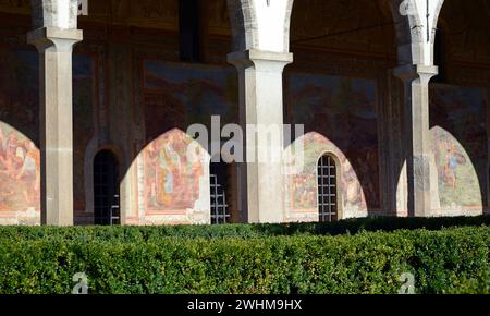 Cloître, Basilica di Santa Chiara, Napoli, Naples, Italie Banque D'Images