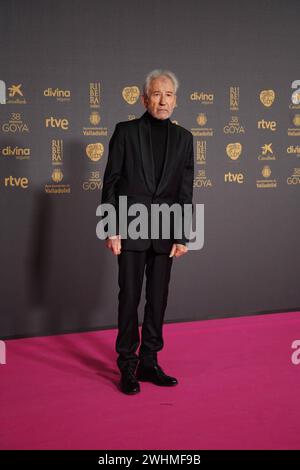 L'acteur Jose Sacristan à Photocall pour la 38e édition des Goya film Awards à Valladolid le samedi 10 février 2024. Crédit : CORDON PRESS/Alamy Live News Banque D'Images