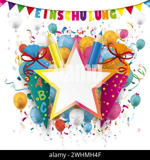 Texte allemand Einschulung, traduire inscription EPS 10 fichier vectoriel. Banque D'Images