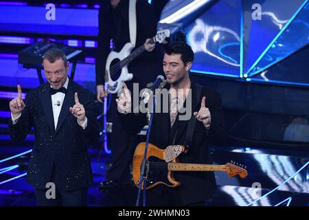 Sanremo, 74e Festival de la chanson italienne. Cinquième soir. - Sur la photo : les Kolors - Stash Banque D'Images