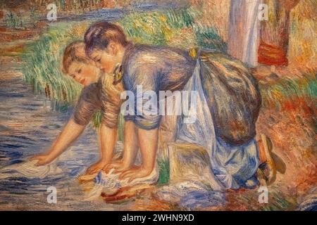 Image recadrée de la peinture de Pierre-Auguste Renoir en 1888, huile sur toile, appelée 'Washerwoman' exposée au Musée d'Art de Baltimore Banque D'Images