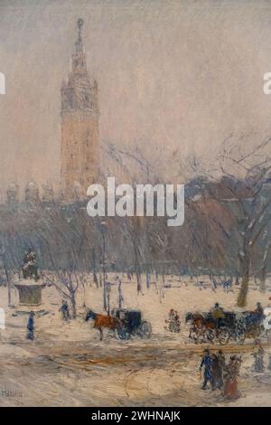 Childe Hassam 1890 huile sur toile peinture 'tempête de neige' au Musée d'Art de Baltimore Banque D'Images