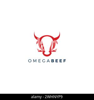 Logo de bœuf Omega. Logo tête de bœuf Illustration de Vecteur
