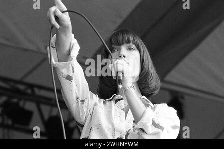 Kiki Dee, chanteuse pop soul britannique, en préformation au concert du Queen Hyde Park 18/9/1976 Banque D'Images