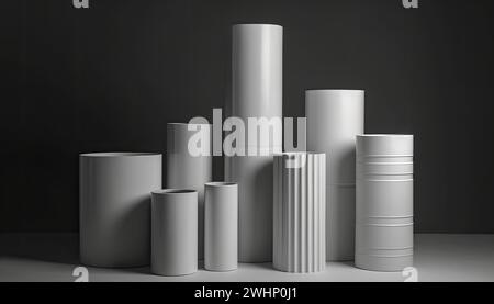 Podium d'affichage de produit géométrique sur fond gris. Minima différentes formes scène scène Showcase stand pour la promotion du produit p Banque D'Images