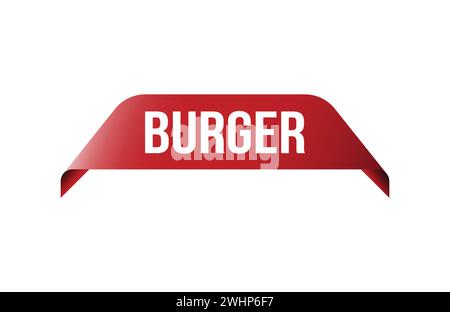 Bannière rouge Burger sur fond blanc. Illustration de Vecteur