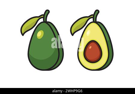 Icône d'avocat frais de jardin. modèle de symbole de style de vie sain de fruits d'avocat pour illustration vectorielle de logo de collection graphique et de conception web Illustration de Vecteur