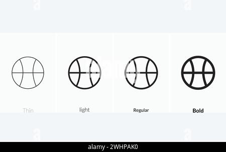 icône du terrain de basket-ball. Conception mince, légère régulière et de style gras isolée sur fond blanc. Illustration de Vecteur
