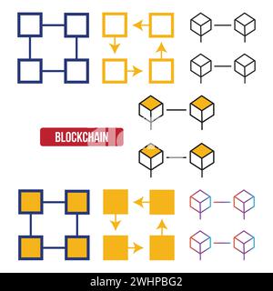 Icône de vecteur blockchain sur fond blanc. Signe de symbole d'icône de blockchain vectoriel plat de la collection moderne de crypto-monnaie pour le concept mobile et le web A. Illustration de Vecteur