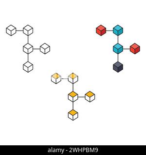 Icône de vecteur blockchain sur fond blanc. Signe de symbole d'icône de blockchain vectoriel plat de la collection moderne de crypto-monnaie pour le concept mobile et le web A. Illustration de Vecteur
