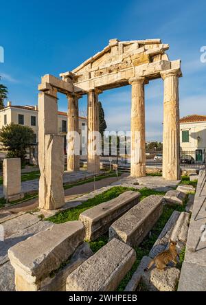 Gate d'Athéna Archegetis, Agora romaine, Athènes, Grèce Banque D'Images