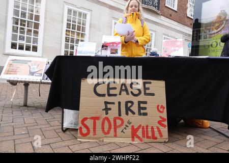 Rassemblement Pro Ceasefire devant Barclays Bank à Kingston upon Thames en soutien aux Palestiniens le 10 février 2024. Banque D'Images