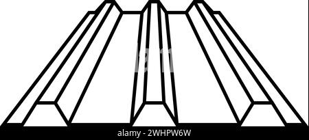 Feuilles de profil en acier de toit en métal de toit concept de toiture nervuré panneau métallique ondulé tuile de contour de ligne de contour d'icône de couleur noire vecteur Illustration de Vecteur