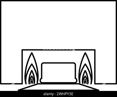 Processus de crémation crématoire de crémation équipement crématoire contour ligne icône couleur noire illustration vectorielle image mince style plat simple Illustration de Vecteur