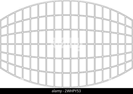 Rectangle dans la grille de projection ligne de contour en damier icône couleur noire illustration vectorielle image mince plat style simple Illustration de Vecteur